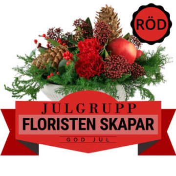 Låt floristen skapa en stämningsfull julgrupp i rött och grönt. Ett alternativ hos Florister i Sverige.